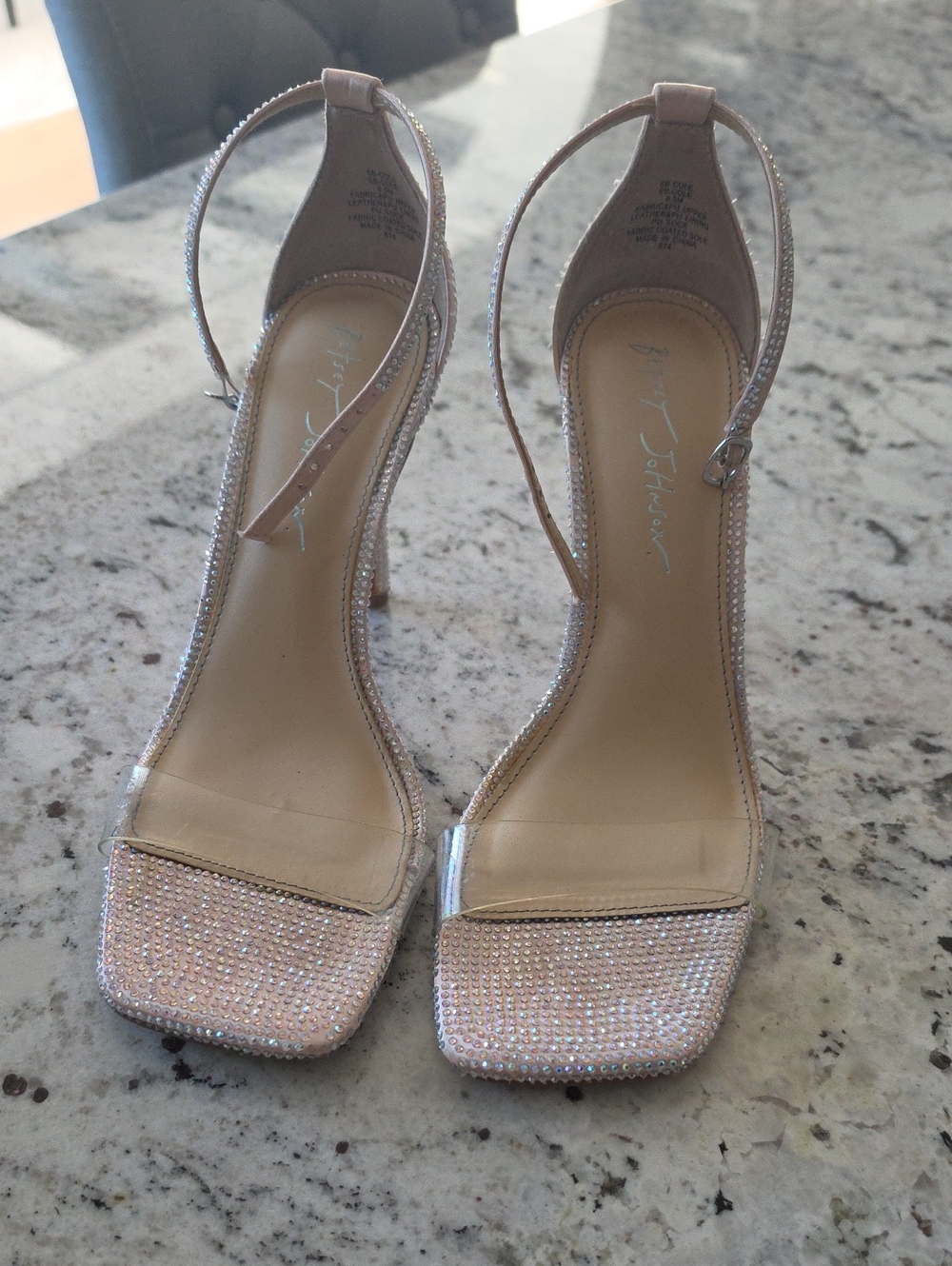 Betsy Johnson Gold Crystal Slingback Stiletto Heels